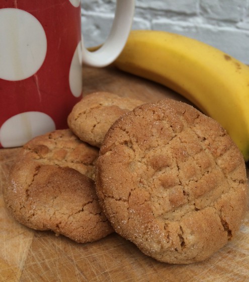 Delicious Gluten Free Peanut Butter and Banana cookies. Great with a coffee!
