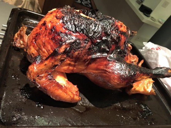 The Maple Based Turkey was a hit. And not at all burnt (well a bit singed maybe!)