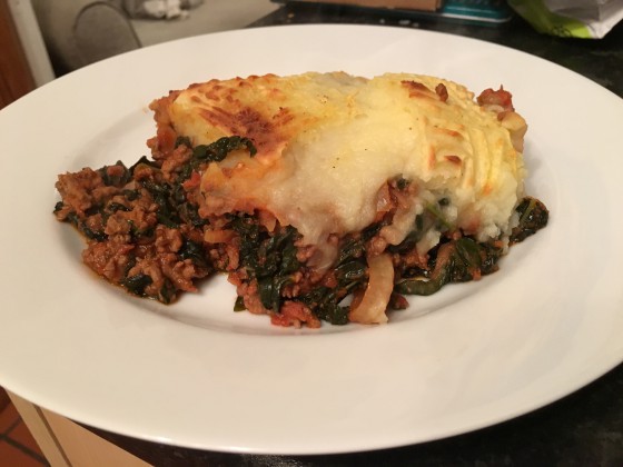 Sexy Cottage Pie with Cavalo Nero and Garlic Mash. Bloody lovely!