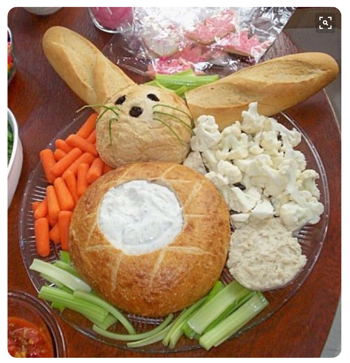 A dip filled bunny, surrounded by veggies? What's not to love?