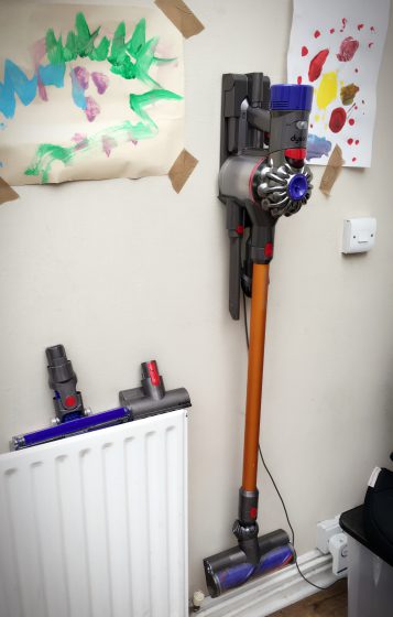 The Dyson V8 Absolute is kept in its charging bay in the conservatory. Always ready to tackle any job!